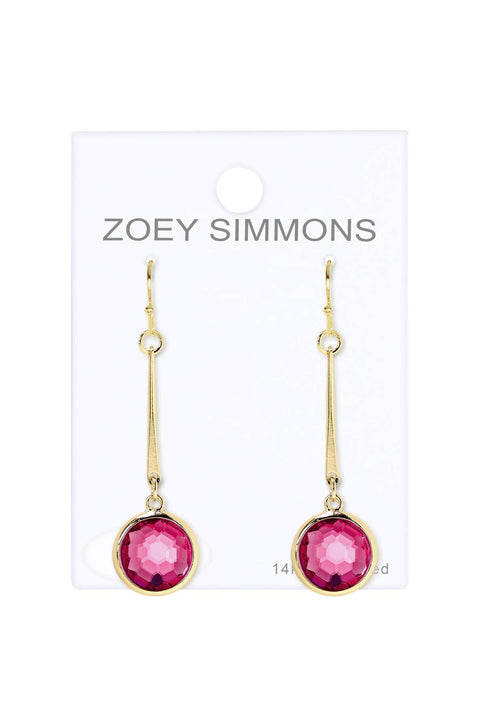 Raspberry Crystal Dangle Earrings - GF