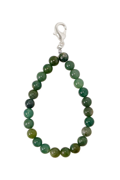 Moss Agate 6mm Mala Beads Keychain - SF/GF