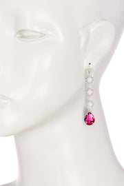 Raspberry & Moonstone Crystal Drop Earrings - SF