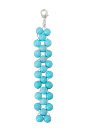 Stabilized Turquoise 8mm Mala Beads Braided Keychain - SF/GF