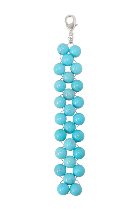 Stabilized Turquoise 8mm Mala Beads Braided Keychain - SF/GF