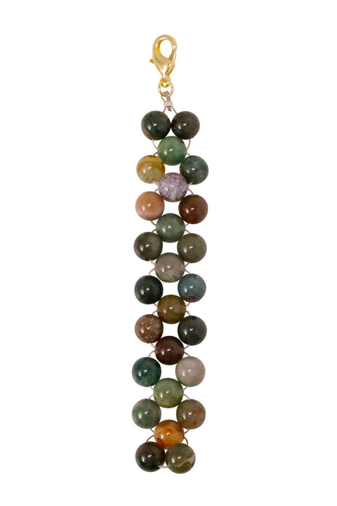 Mixed Jasper 8mm Mala Beads Braided Keychain - SF/GF