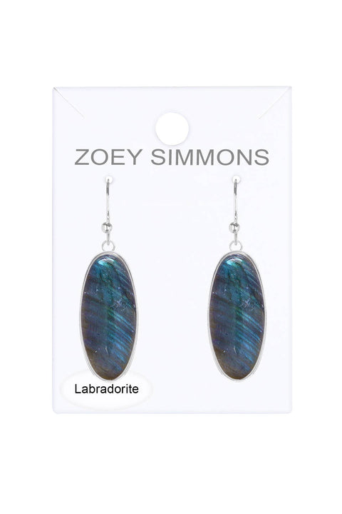 Labradorite Oval Drop Earrings - SF