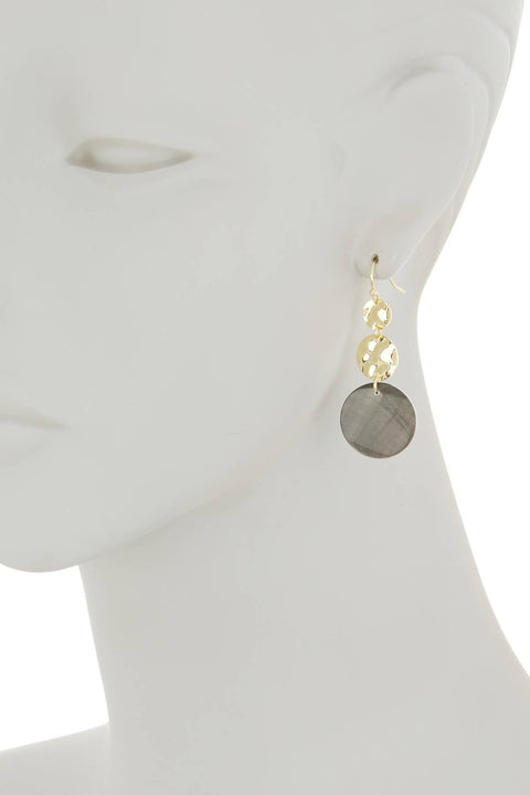 Abalone & Hammered Disc Drop Earrings - GF