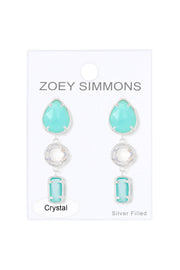 Amazonite & Moonstone Crystal Stud Earrings - SF