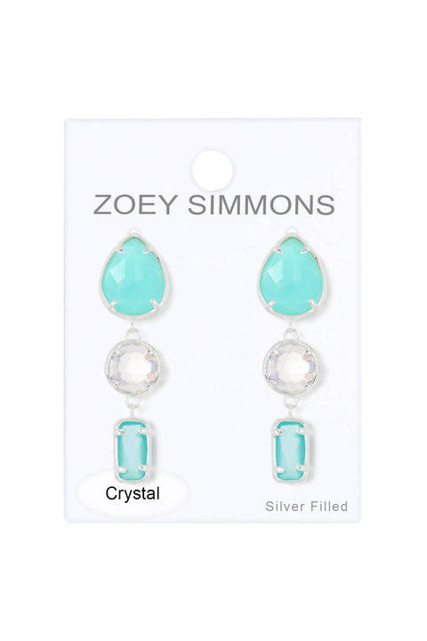 Amazonite & Moonstone Crystal Stud Earrings - SF