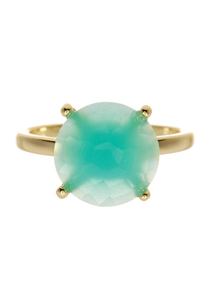 Amazonite Crystal Prong Set Round Ring - GF