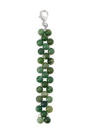 Moss Agate 6mm Mala Beads Braided Keychain - SF/GF