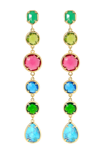 Turquoise & Mixed Crystal Drop Earrings - GF