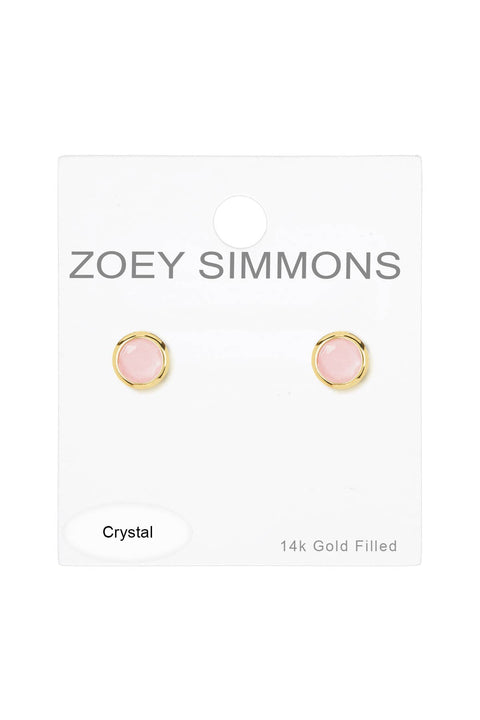 Rose Crystal 7mm Post Earrings In Gold - GF