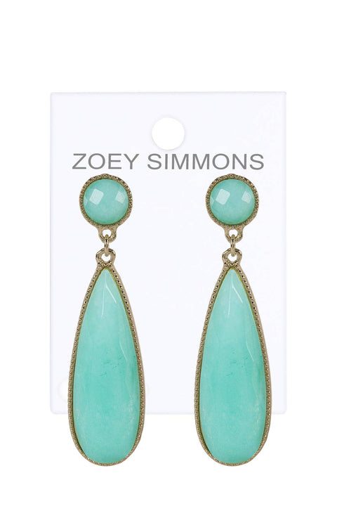 Amazonite Teardrop Statement Stud Earrings - AG