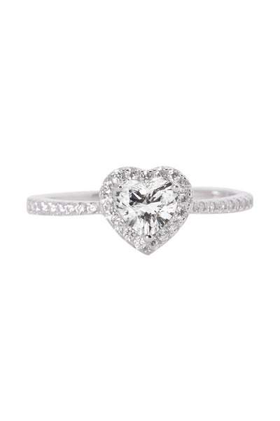 Sterling Silver Moissanite Engagement Heart Ring - SS