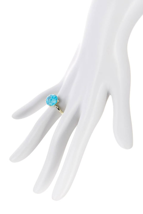 Stabilized Turquoise Prong Set Round Ring - GF