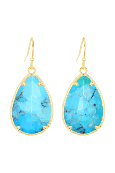 Stabilized Turquoise Pear Cut Earrings - GF