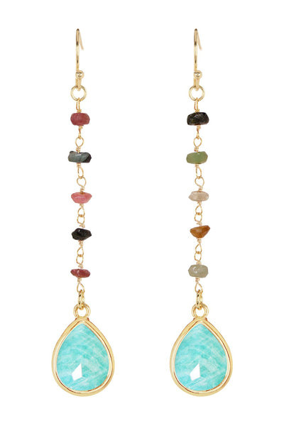 Amazonite & Mixed Stone Drop Earrings - GF