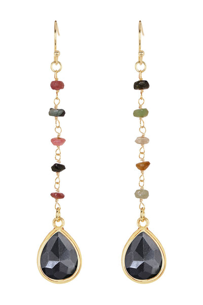 Hematite & Mixed Stone Drop Earrings - GF