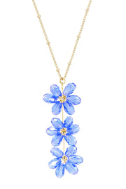 Tanzanite Austrian Crystal Flower Pendant Necklace - GF