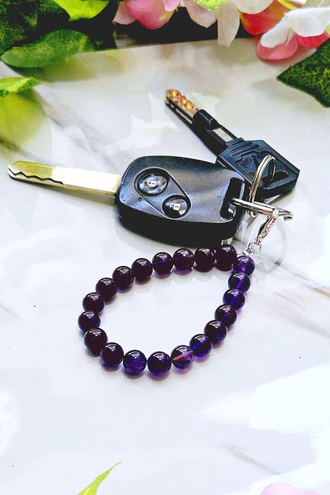 Amethyst 8mm Mala Beads Keychain - SF/GF