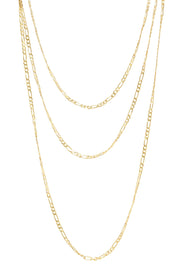 3 Strand Figaro Chain Layered Necklace - GP