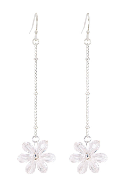 Clear Austrian Crystal Flower Bloom Dangle Earrings - SF