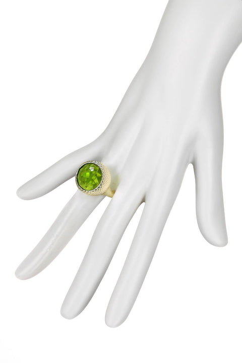 Peridot Crystal Hammer Statement Ring - GF