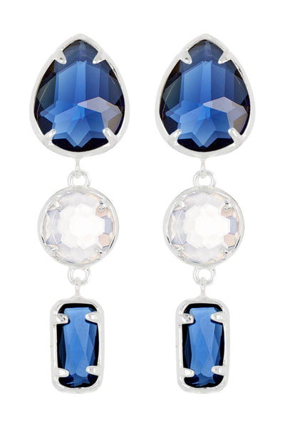 London Blue & Moonstone Crystal Stud Earrings - SF