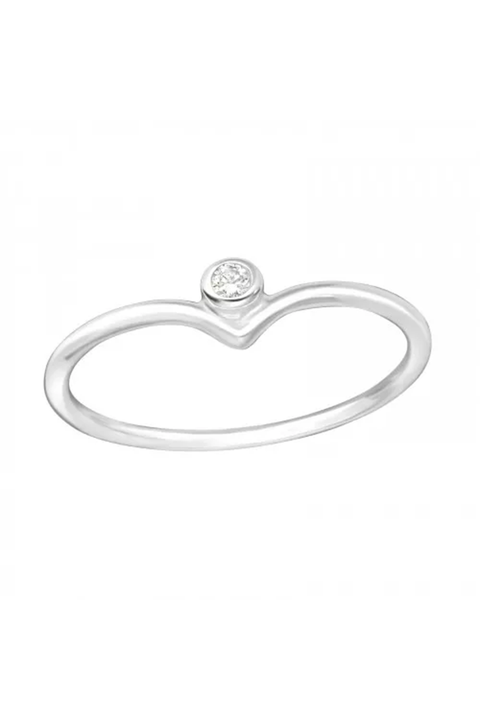 Sterling Silver Solitaire Ring With CZ - SS