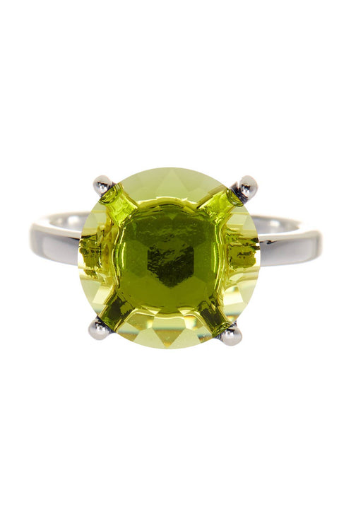 Peridot Crystal Prong Set Round Ring - SF