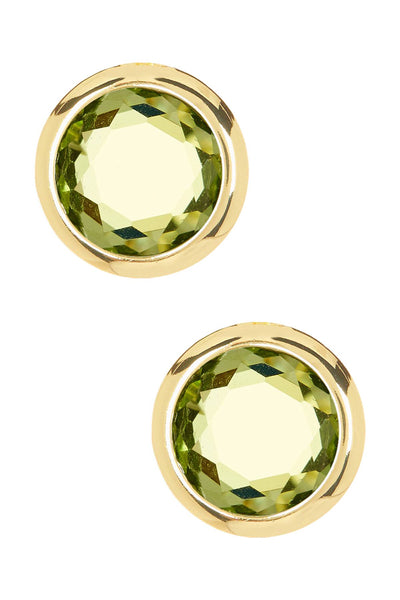 Peridot Crystal 7mm Post Earrings In Gold - GF