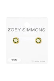 Peridot Crystal 7mm Post Earrings In Gold - GF