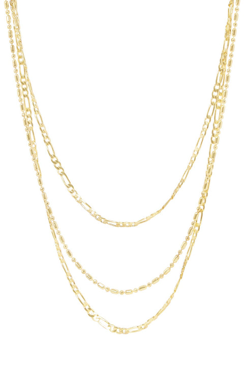 Triple Strand Layered Necklace - GP