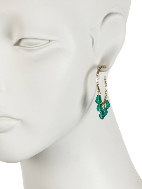 Hanging Teal Austrian Crystal Hoop Earrings - GF