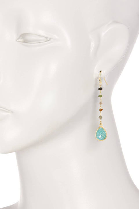 Amazonite & Mixed Stone Drop Earrings - GF