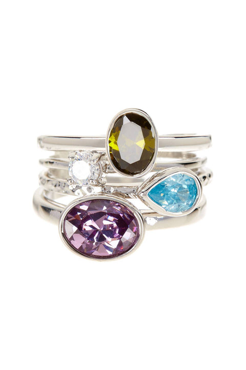 Amethyst CZ Stack Ring Set - SF