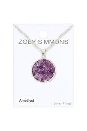 Amethyst Round Shaped Pendant Necklace - SF