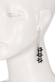 Black Austrian Crystal Flower Bloom Drop Earrings - SF