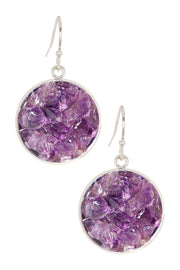 Amethyst Round Shaped Drop Earrings - SF