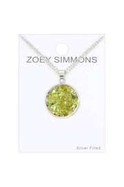 Peridot Round Shaped Pendant Necklace - SF