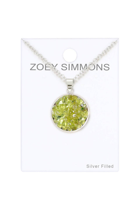 Peridot Round Shaped Pendant Necklace - SF