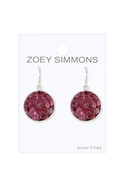 Garnet Round Shaped Drop Earrings - SF