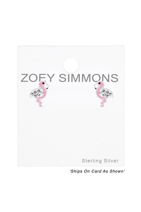 Sterling Silver Flamingo Post Earrings - SS