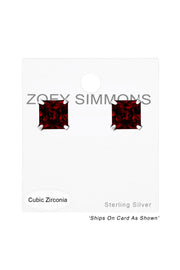 Sterling Silver Square 7mm Ear Studs With CZ - SS