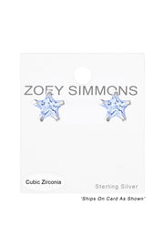 Sterling Silver Star 5mm Ear Studs With Cubic Zirconia - SS