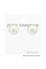 Glass Pearl 8mm Ear Studs - SS