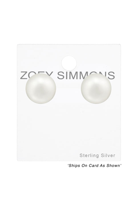 Glass Pearl 8mm Ear Studs - SS