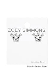 Sterling Silver Crown Ear Studs - SS