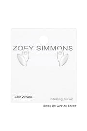Premium Children's Sterling Silver Leaf Ear Studs & CZ - SS