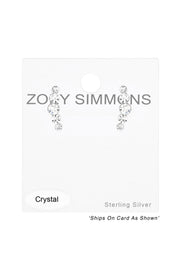 Sterling Silver Geometric Ear Studs With Crystal - SS