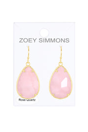 Rose Quartz Pear Cut Earrings - GF