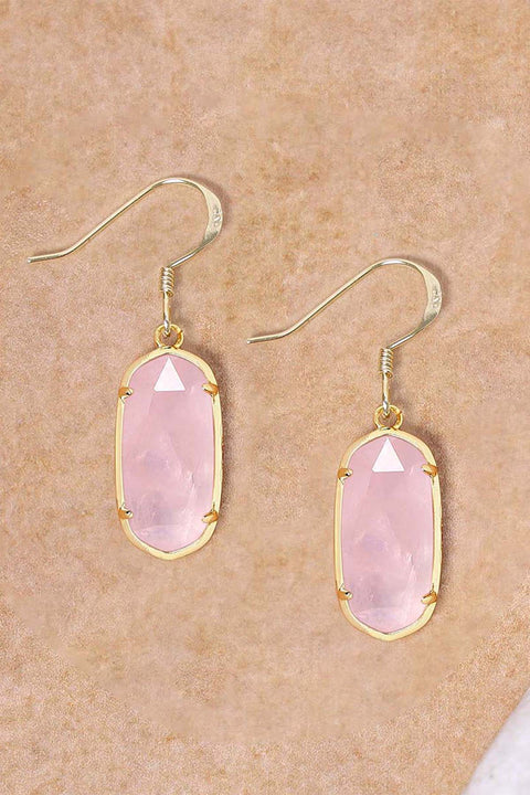 Rose Quartz Casey Drop Earrings - GF